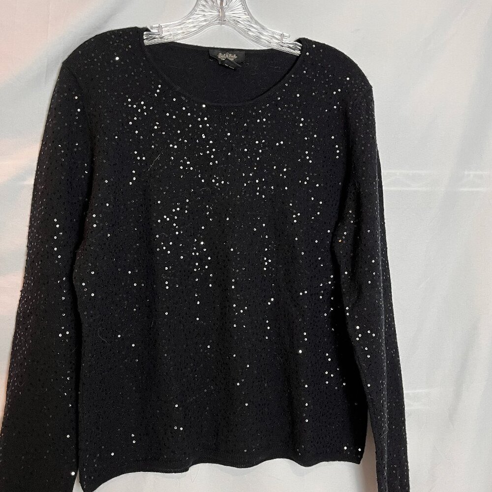 Women's Black Fully Sequined Peck & Peck pullover sweater Size XL